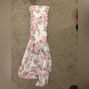 Aloruh strapless floral mesh asymmetrical hemline bodycon,spring,summer dress